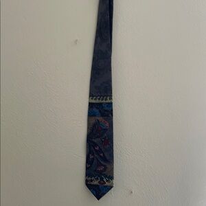 Blue and Red Silk Patterned Tie